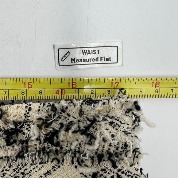 The Fold London Tweed Pencil Skirt Fringe Plaid Ivory Black - Picture 4 of 7